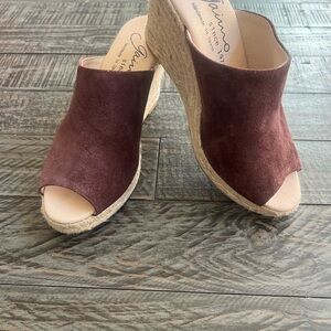 Gaimo Brown Suede Wedge Sandals handmade in Spain size 37 good condition